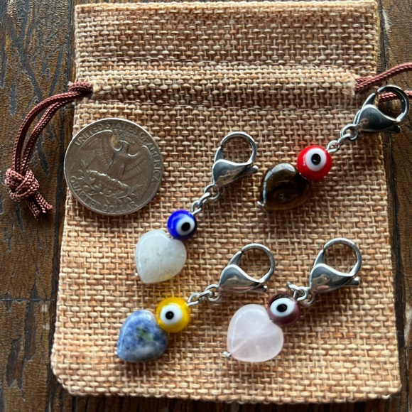 Crystal Pet Charms Sodalite Pet Charm Rose Quartz Pet Charm Evil Eye Pet Charms - Picture 2 of 3